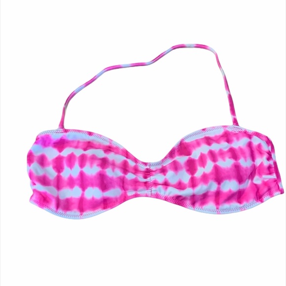 Forever 21 Neon Pink Tie Dye Bandeau Bikini Top - Picture 1 of 6